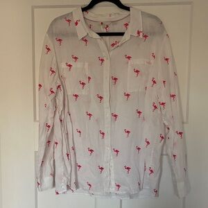 Boden White Top with Pink Embroidery